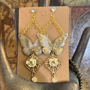 Elegant Gold and Silver Butterfly Earrings